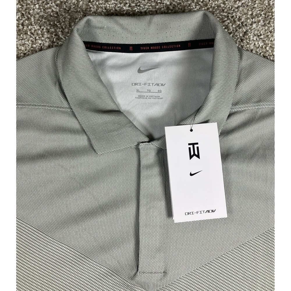 Nike Golf TW Tiger Woods ADV Performance Polo Gray DA2995-101 Men's Size XL NEW